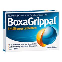 Eine Packung Erkältungstabletten mit blau-gelbem Design.